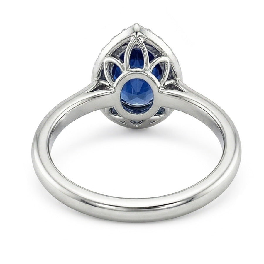 natural round sapphire 6.75ct ring profile view