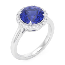 Classic Halo Sapphire Engagement Ring Gemstone Jewelry 4.50 Carats