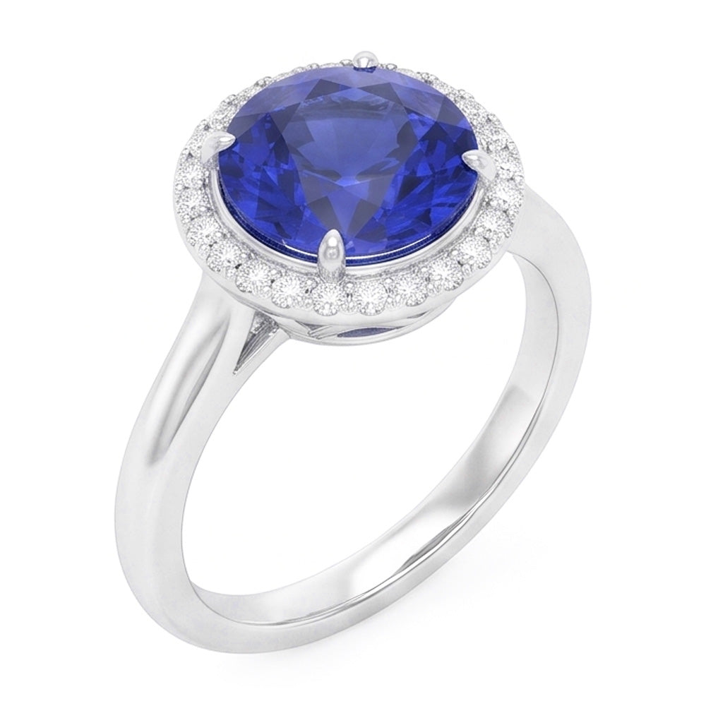 Classic Halo Sapphire Engagement Ring Gemstone Jewelry 4.50 Carats