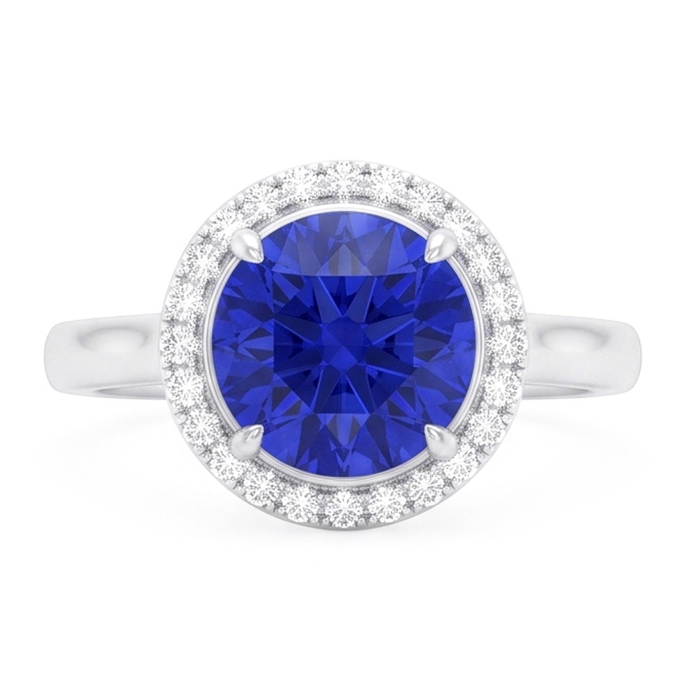 Classic Halo Sapphire Engagement Ring Gemstone Jewelry 4.50 Carats
