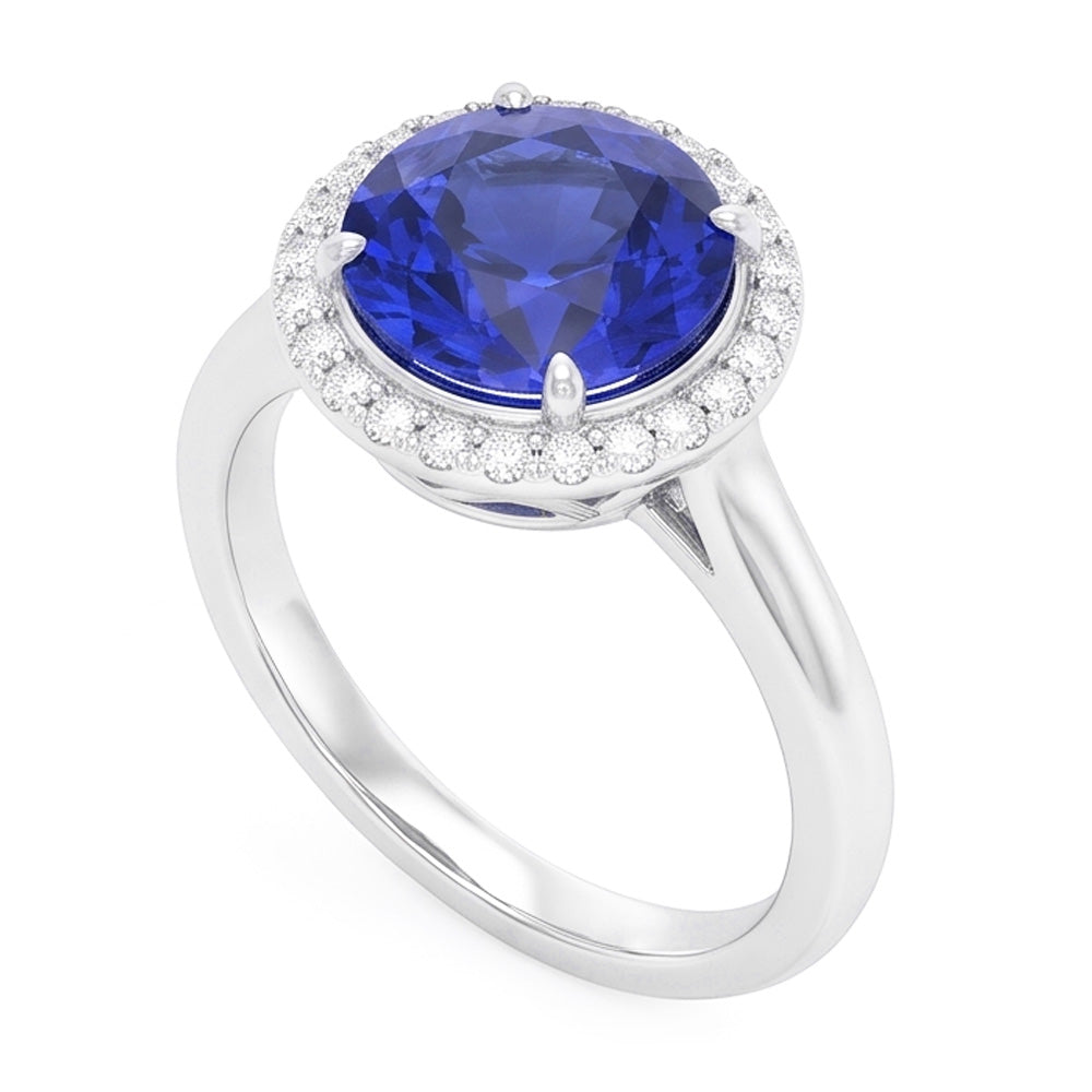 Classic Halo Sapphire Engagement Ring Gemstone Jewelry 4.50 Carats