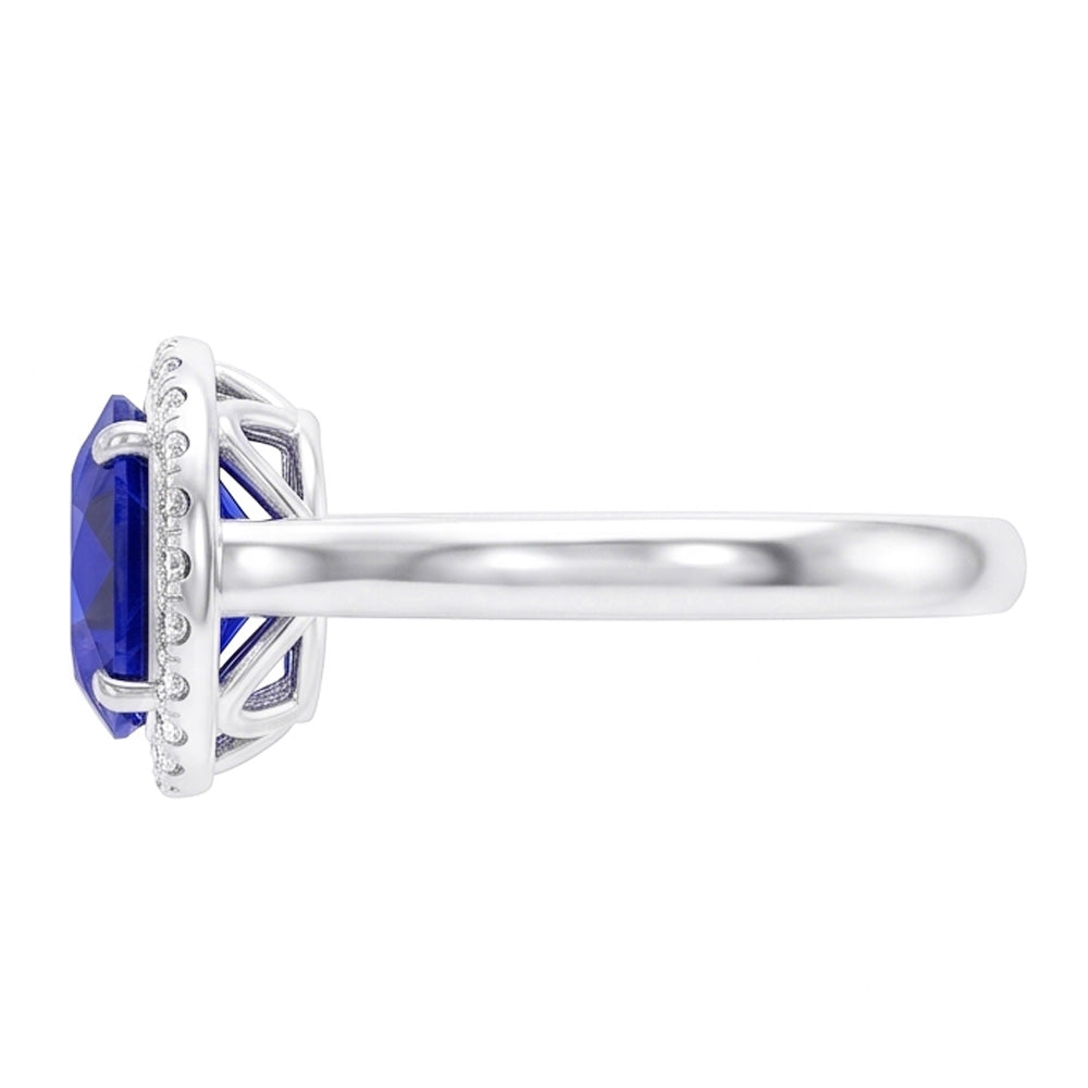 Classic Halo Sapphire Engagement Ring Gemstone Jewelry 4.50 Carats