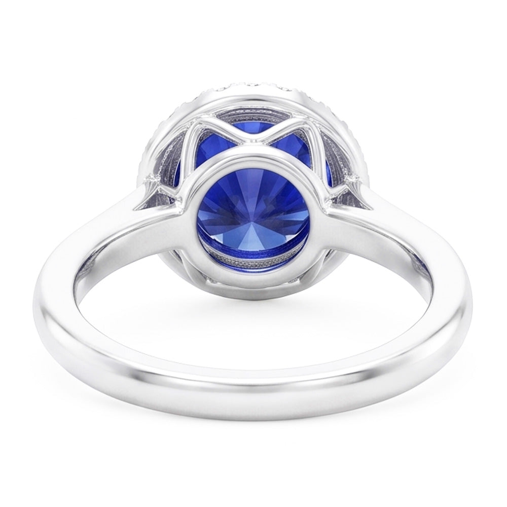 Classic Halo Sapphire Engagement Ring Gemstone Jewelry 4.50 Carats