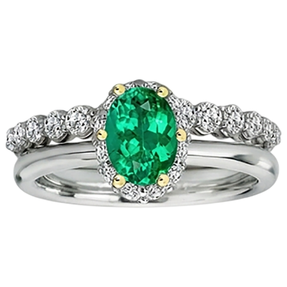 Authentic Emerald Colored Stone Ring – front view