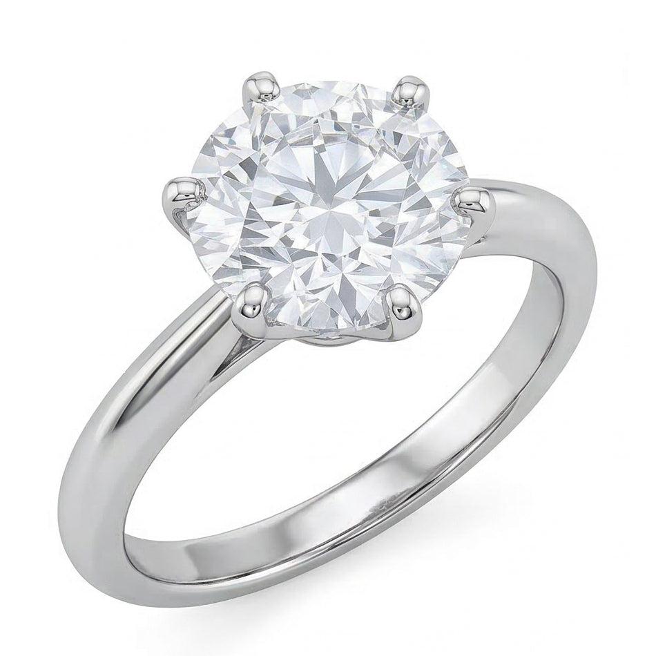 Classic Solitaire Round Natural Earth Mined Diamond Engagement Ring 2 Carats White Gold