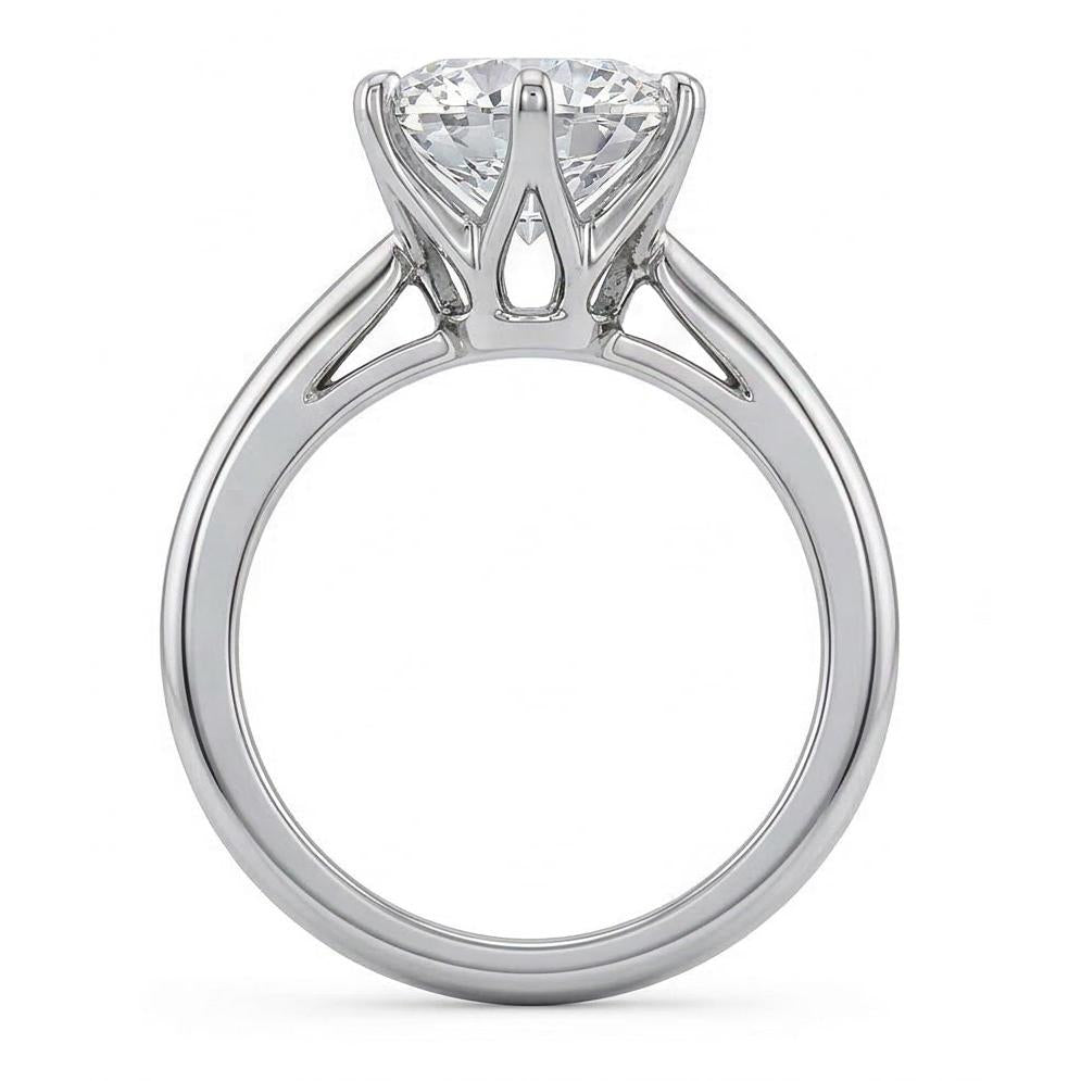 Classic Solitaire Round Natural Earth Mined Diamond ( Not Lab Grown ) Engagement Ring 2 Carats White Gold
