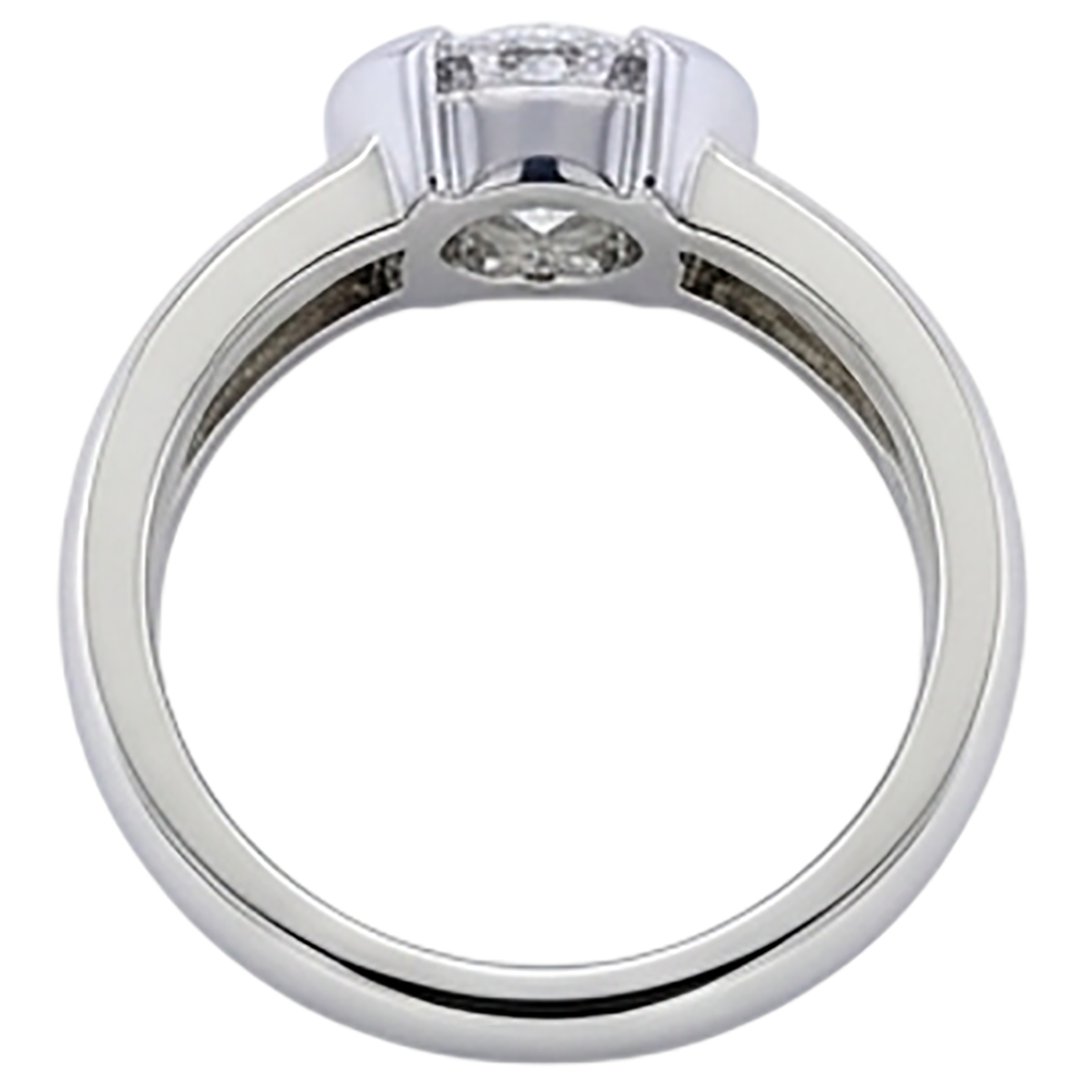 Classic Style 1 Carat Round Natural Earth Mined Diamond ( Not Lab Grown ) Half Bezel Men's Ring