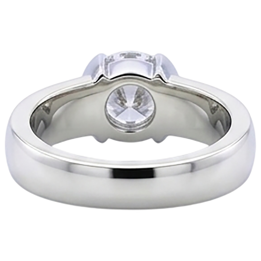 Classic Style 1 Carat Round Natural Earth Mined Diamond ( Not Lab Grown ) Half Bezel Men's Ring