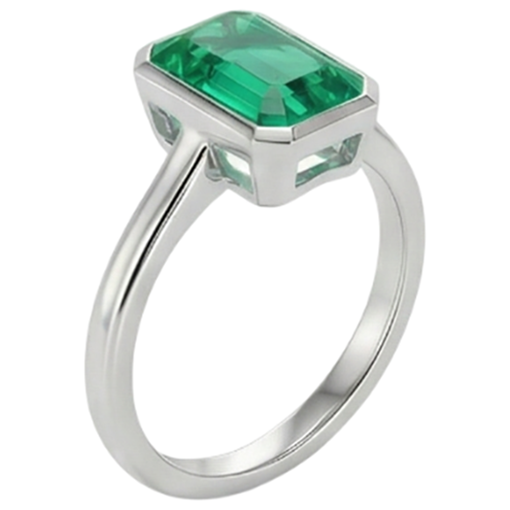 Genuine Emerald Gemstone Ring – side view