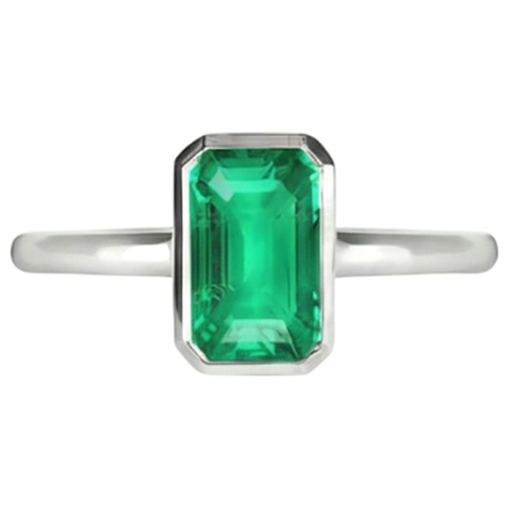 Emerald Emerald Cut Gemstone Ring in 14K White Gold – profile view