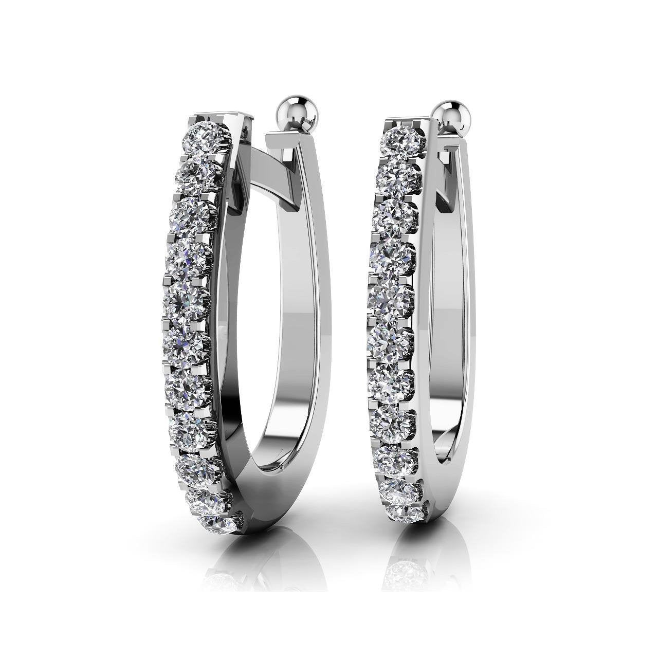 Classic 3.30 Ct Round Cut Genuine Diamonds Women Hoop Earrings White Gold 14K