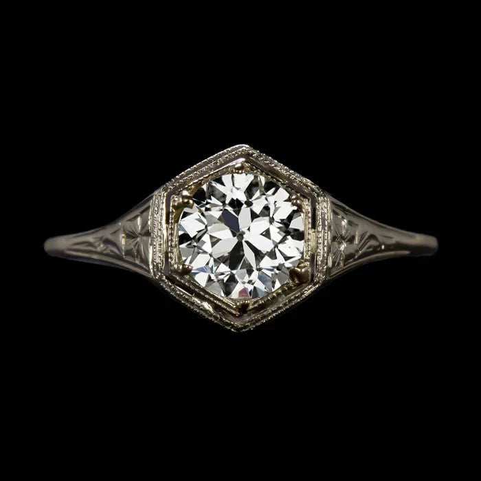 Classic Antique Looking Wedding Real Diamond Engagement Ring - Solitaire Ring-harrychadent.ca