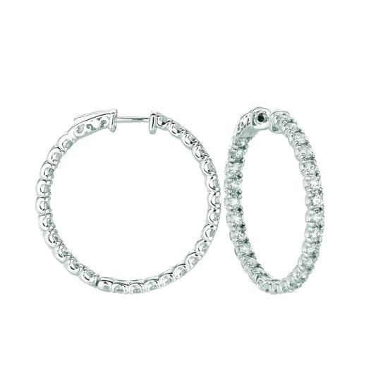 Classic Genuine Diamond Hoop 14 Carat Earrings