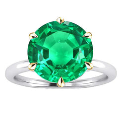 Two-Tone 14K Gold GIA Certified Colombian Emerald Gemstone Ring