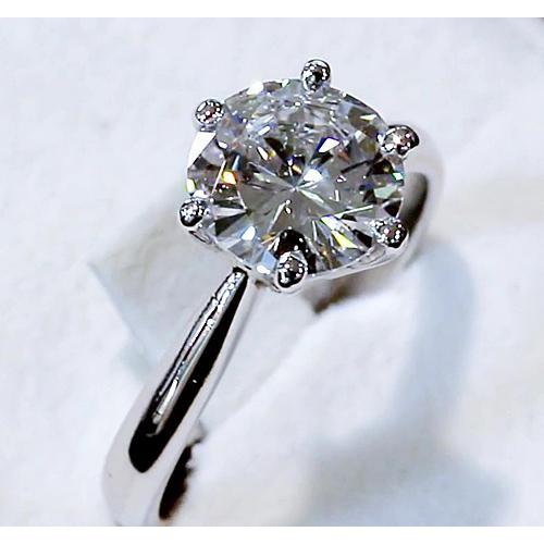 Classic Solitaire 4 Carats Round Genuine Diamond Ring Cathedral Setting