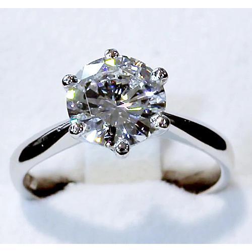 Classic Solitaire 4 Carats Round Genuine Diamond Ring Cathedral Setting