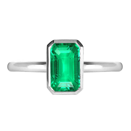 Gemstone Ring 14K White Gold with Emerald – main view