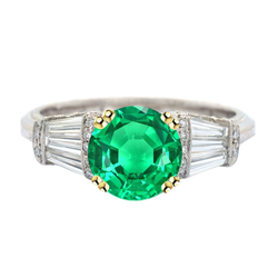 Authentic Round Cut Fine Emerald Colored Stone Ring – 3 ct in