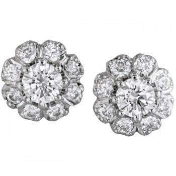 Cluster Studs Genuine Diamonds Earrings Halo Sparkling White Gold 4.20 Carats