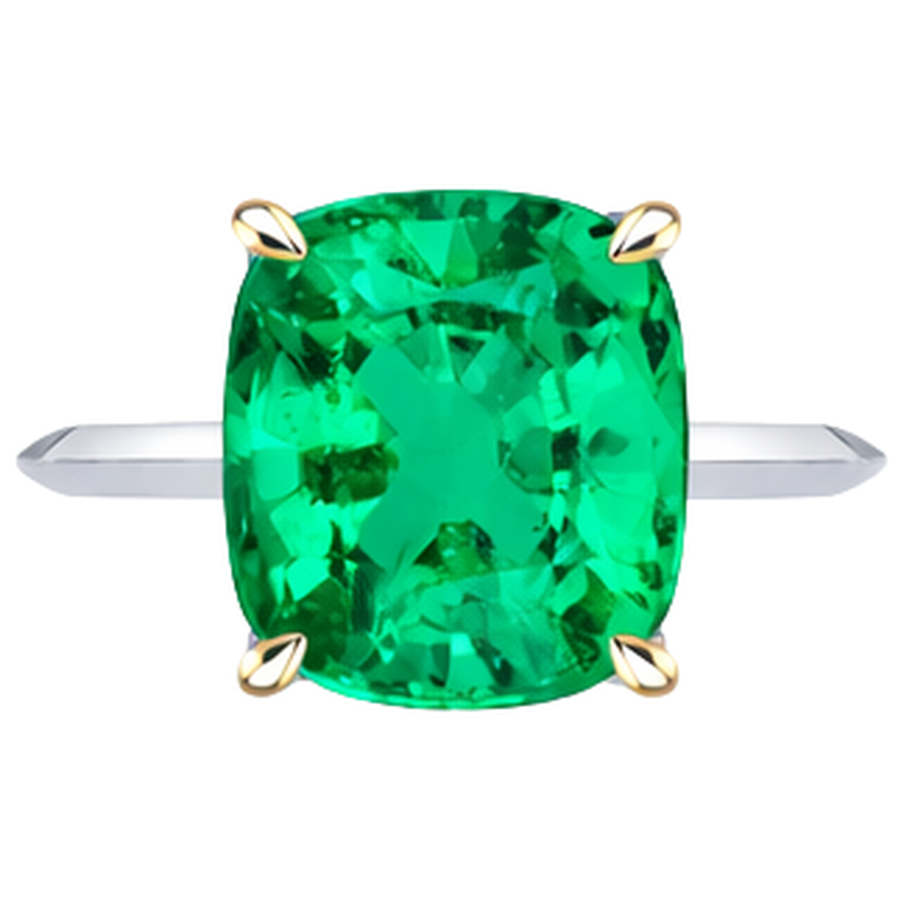 Colored Stone Ring 14 Karat Two Tone Gold with Emerald – side view