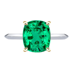 Radiant Emerald Colored Stone Ring 3.50 ct – 14 Karat Two Tone