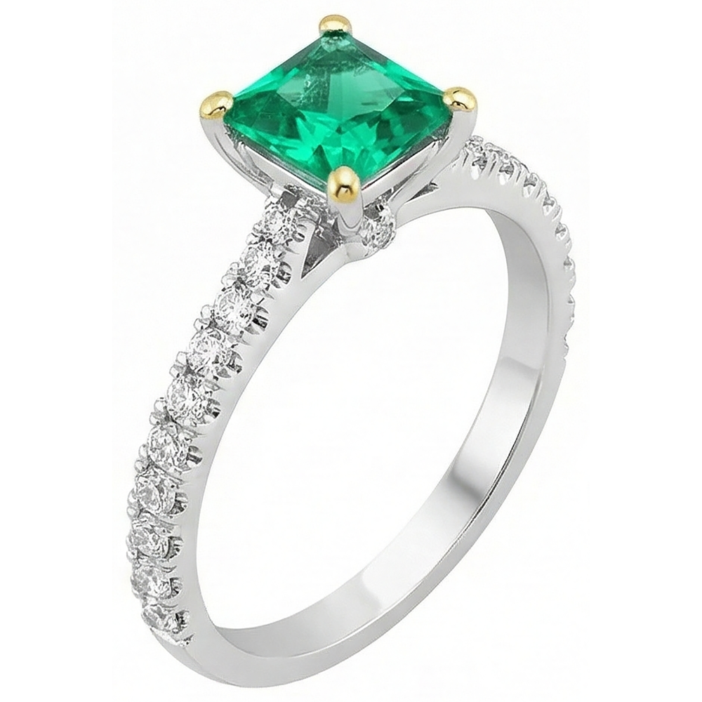 Natural Colombian Emerald Gemstone Ring – angle view