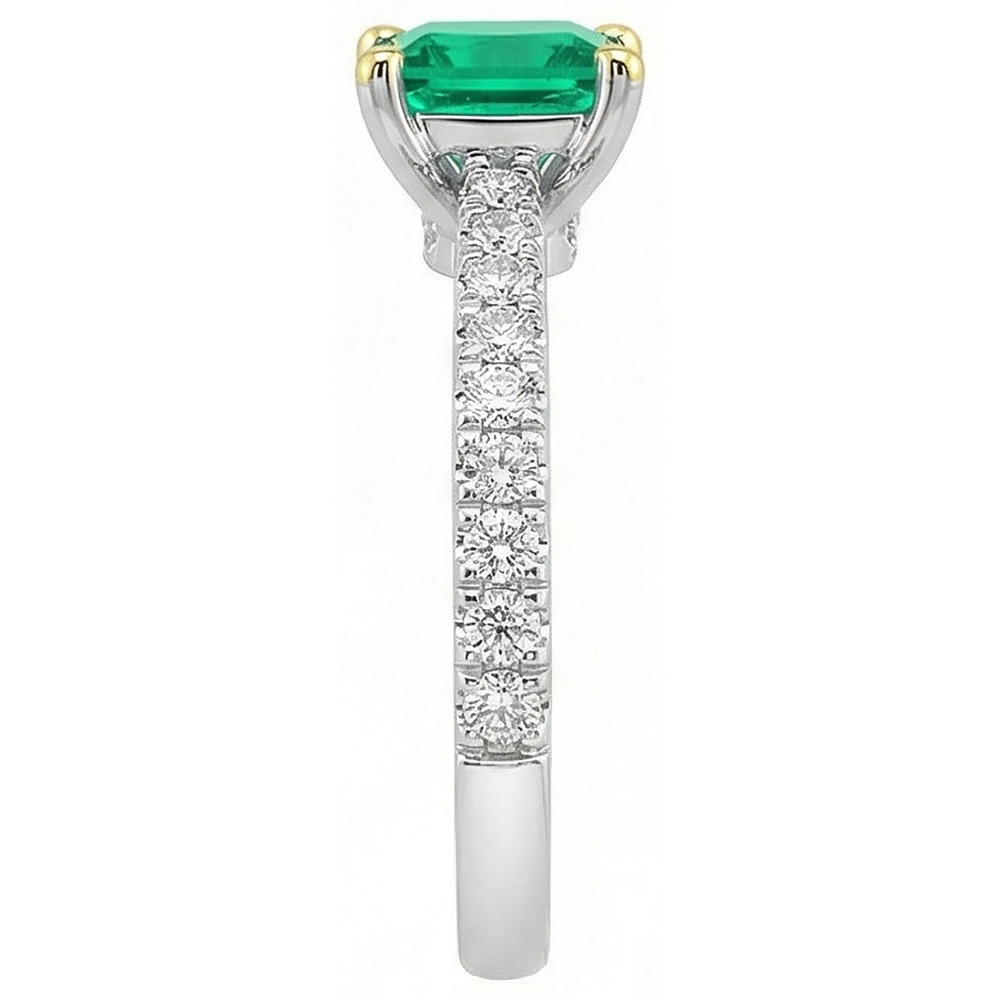 Brilliant Colombian Emerald Gemstone Ring 2 ct – top view