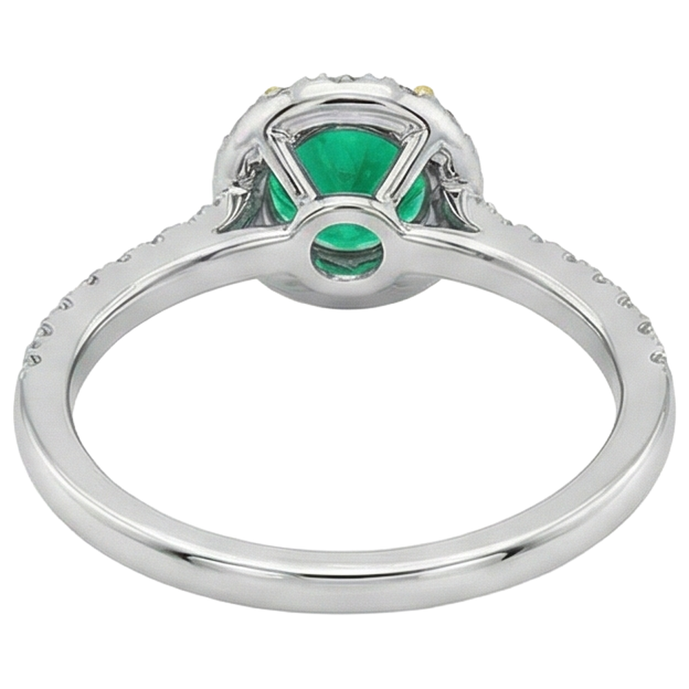 Round Brilliant Fine Emerald ring in 14K Two Tone Gold – back view
