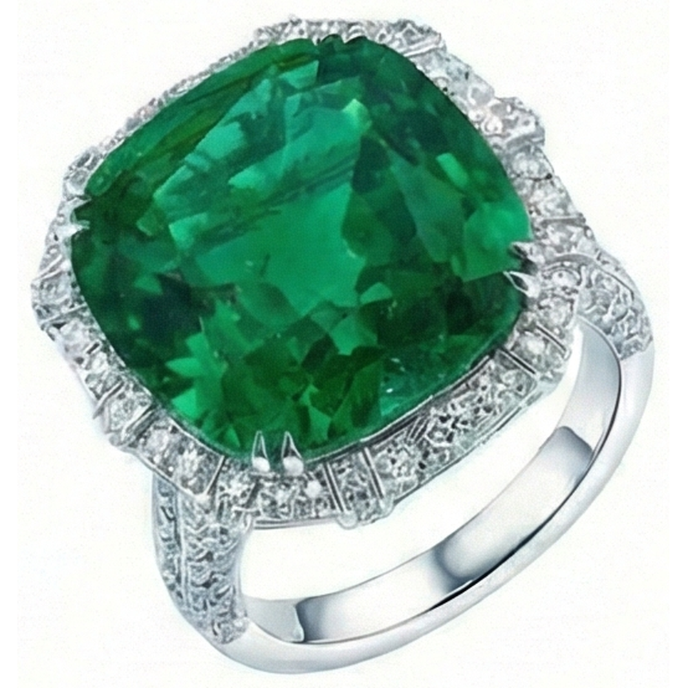 Colombian Green Emerald With Natural Earth Mined Diamond ( Not Lab Grown ) s Ring 4 Carats