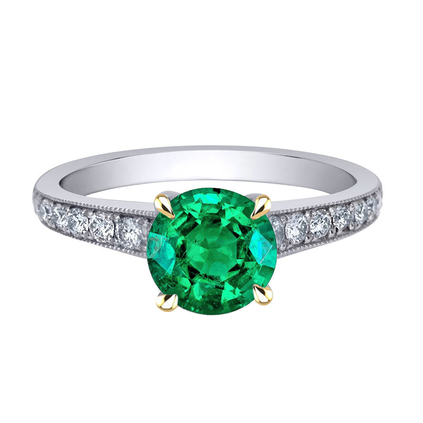 Colombian Emerald Precious Stone Ring 2.50-ct Two-Tone 14K Gold – main view