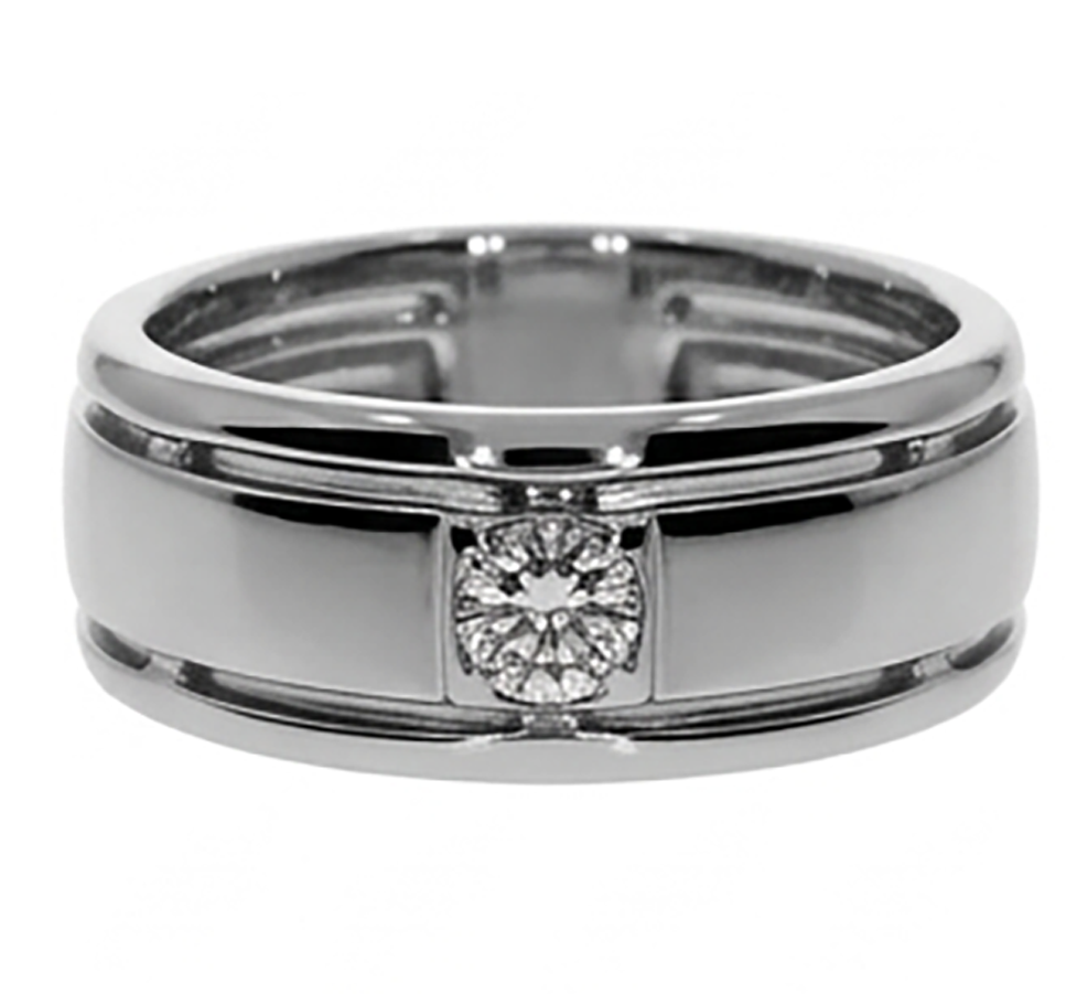 Comfort Fit Mens Band Natural Earth Mined Diamond ( Not Lab Grown ) Ring For Gents