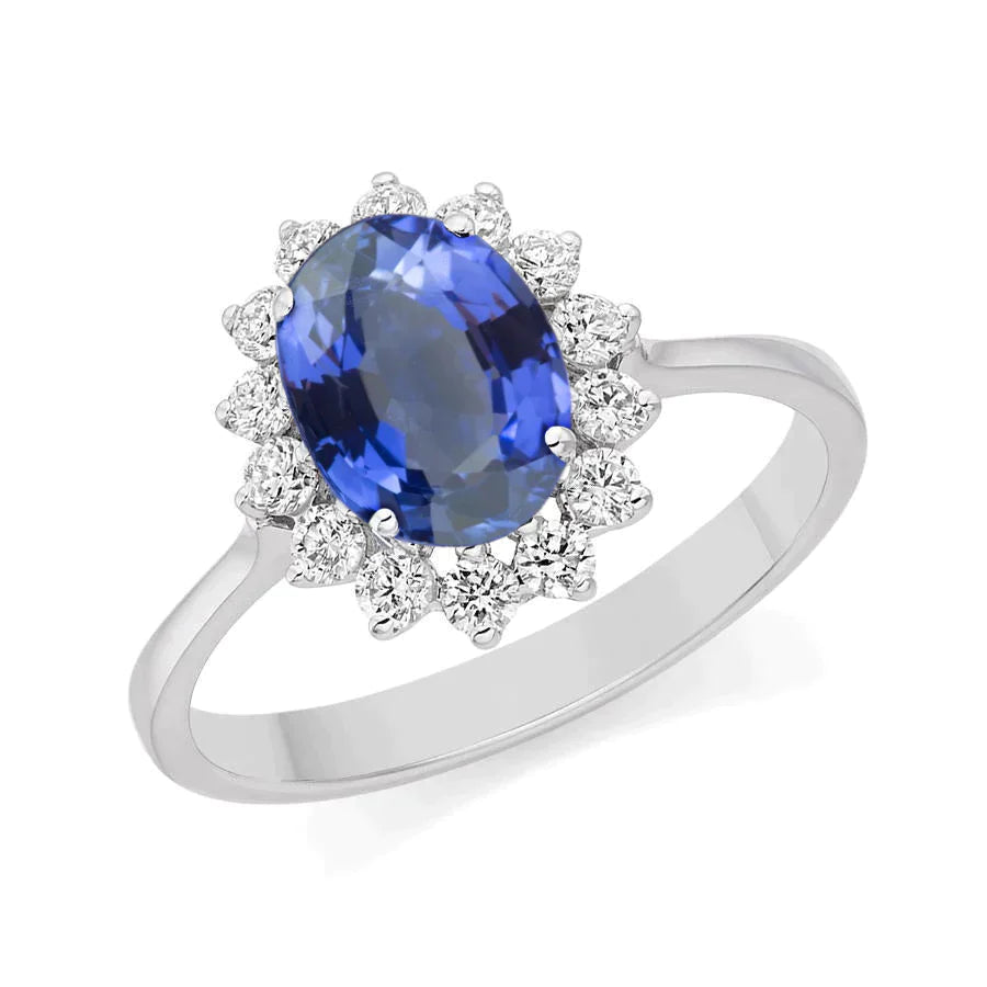 Cornflower Blue Sapphire Halo Ring