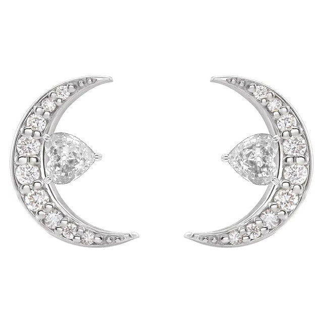 Brilliant Diamond Heart Shape Stud Earrings in 14 Karat White Gold – main view