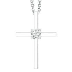 Cross Natural Diamond Pendant Slide Cushion Old Miner 1.50 Carats