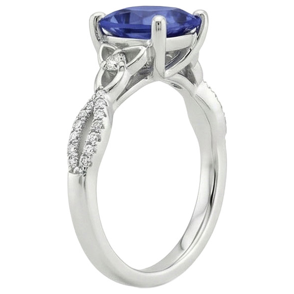 Cushion Blue Ceylon Sapphire And Natural Earth Mined Diamond ( Not Lab Grown ) Gemstone Ring 3.25 Carats