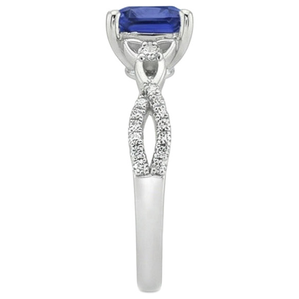 Cushion Blue Ceylon Sapphire And Natural Earth Mined Diamond ( Not Lab Grown ) Gemstone Ring 3.25 Carats