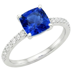 Natural Sapphire Ring 2.75ct - White Gold 14K
