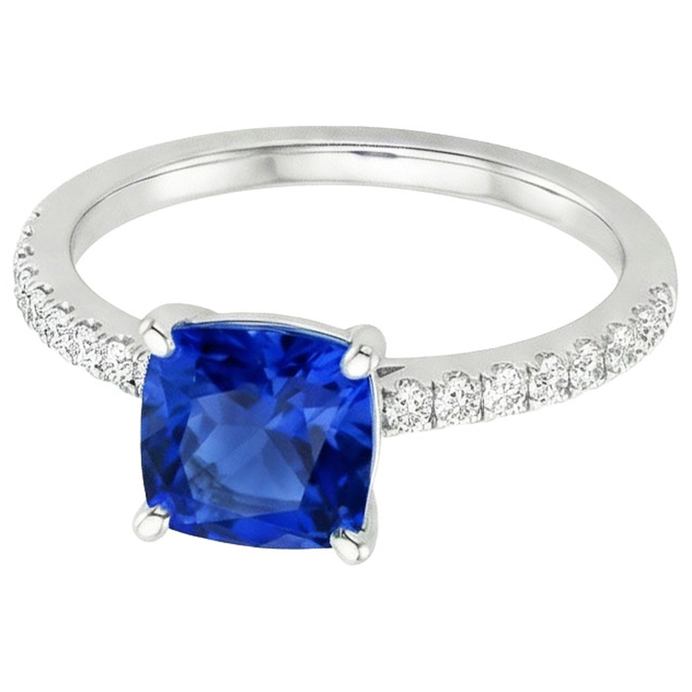 natural round sapphire 2.75ct ring close up detail