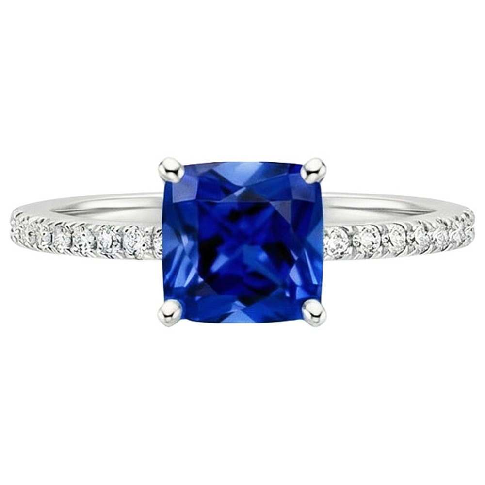 natural round sapphire 2.75ct ring profile view