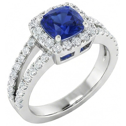 Natural Sapphire Ring 4.50ct - White Gold 14K