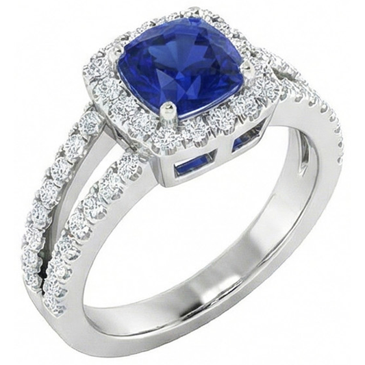 natural round sapphire 4.50ct ring front view