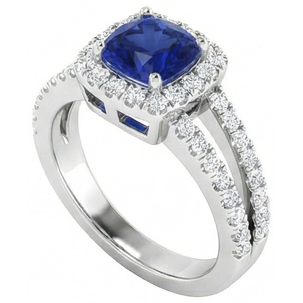 natural round sapphire 4.50ct ring side angle