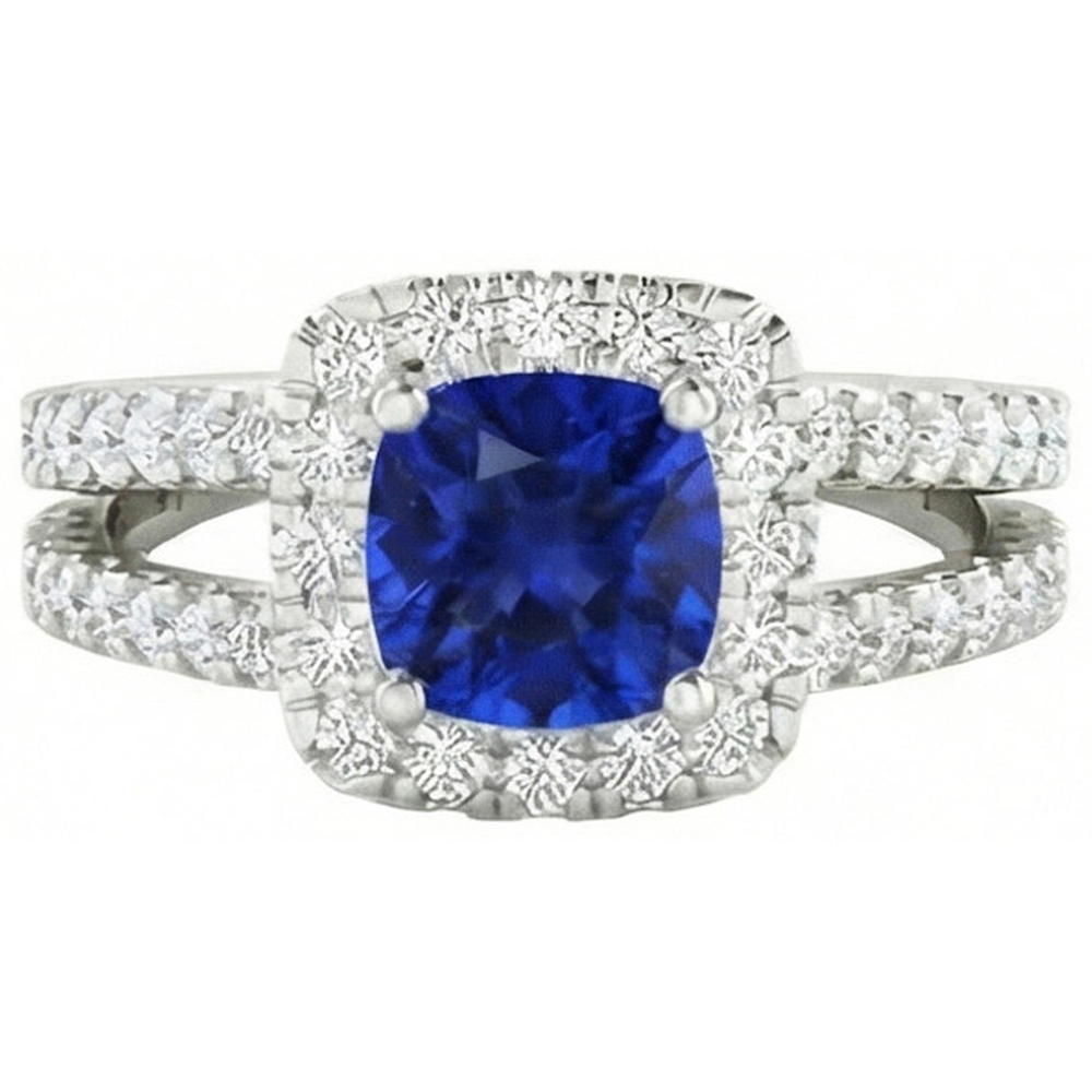 natural round sapphire 4.50ct ring close up detail