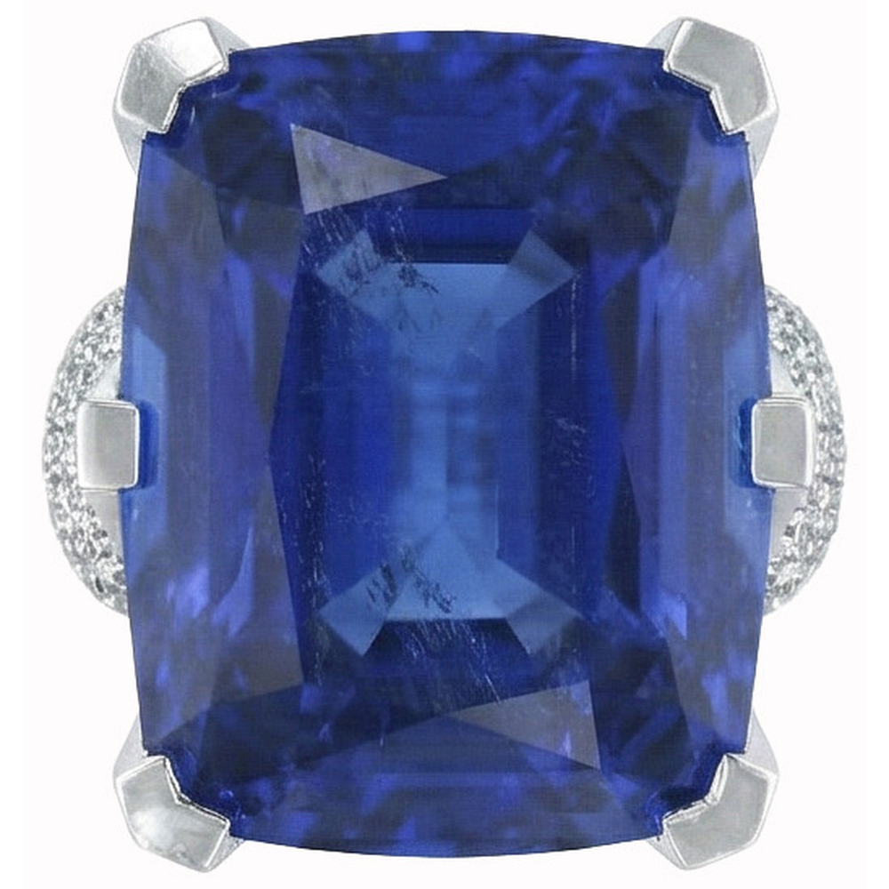 Cushion Ceylon Blue Sapphire And Round Natural Earth Mined Diamond ( Not Lab Grown ) s 8.50 Carats Ring