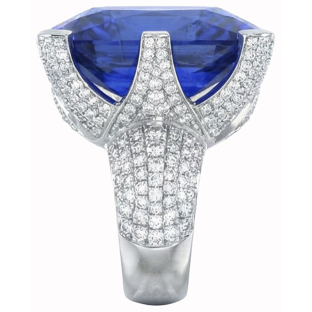 Cushion Ceylon Blue Sapphire And Round Natural Earth Mined Diamond ( Not Lab Grown ) s 8.50 Carats Ring