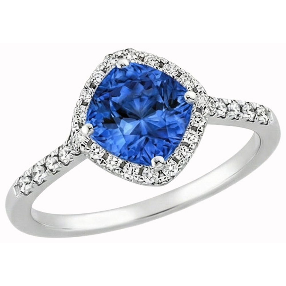 natural round sapphire 3ct ring front view