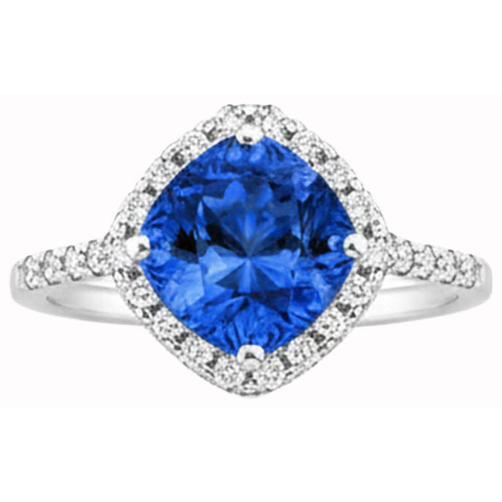 natural round sapphire 3ct ring side angle