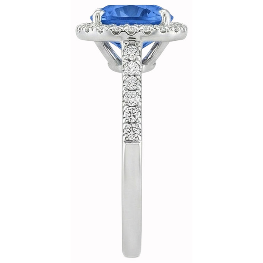 natural round sapphire 3ct ring profile view
