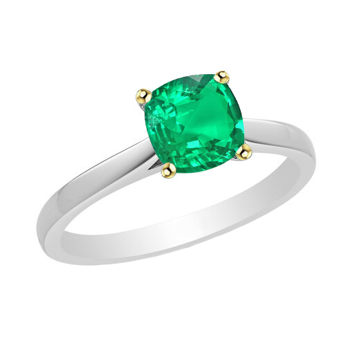 Precious Stone Ring 14 Karat Two Tone Gold with Fine Emerald – main view