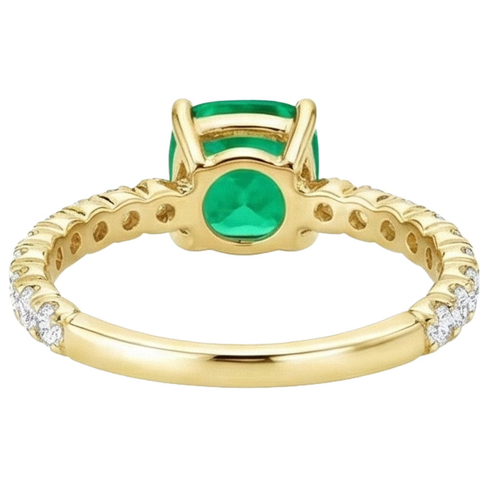 Authentic Emerald Colored Stone Ring – top view